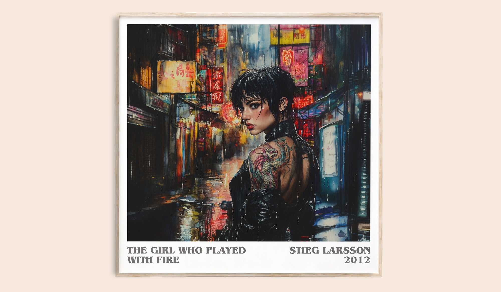 The Girl Who Played with Fire literary book poster by Stieg Larsson – framed literary art print