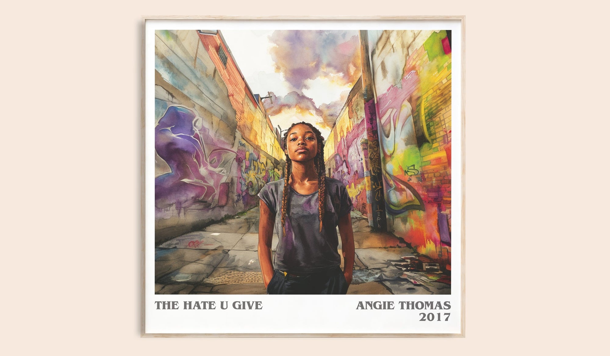 The Hate U Give literary book poster by Angie Thomas – framed literary art print