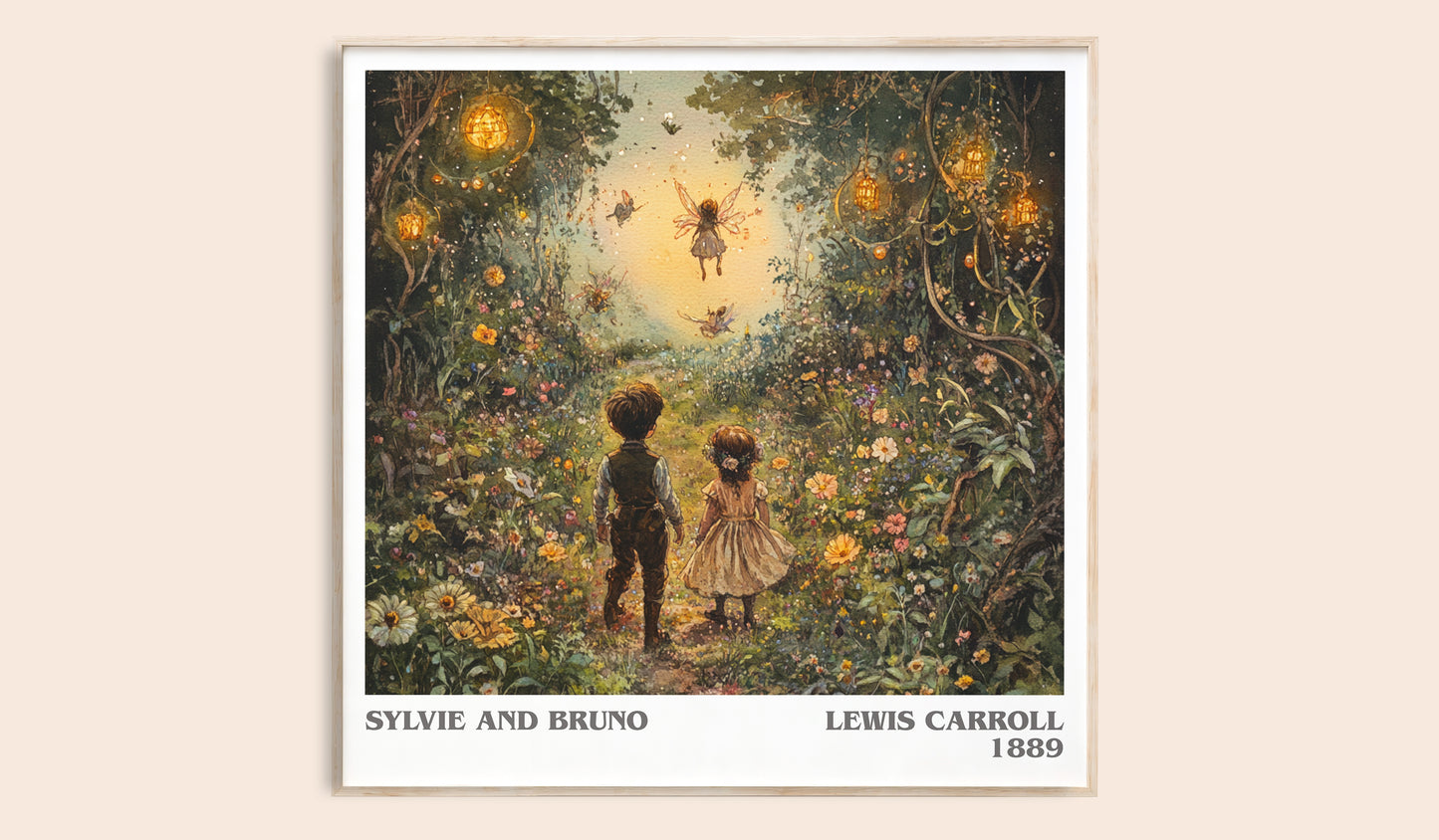 Sylvie and Bruno literary book poster by Lewis Carroll – framed literary art print