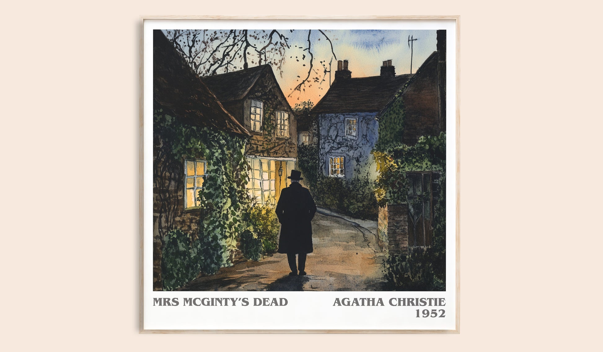 Mrs McGinty's Dead literary book poster by Agatha Christie – framed literary art print
