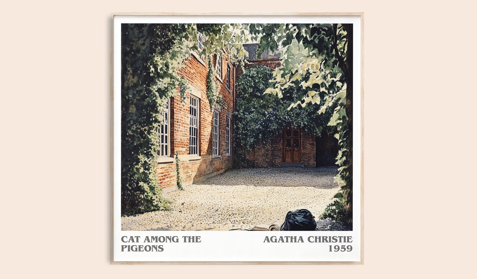 Cat Among the Pigeons literary book poster by Agatha Christie – framed literary art print