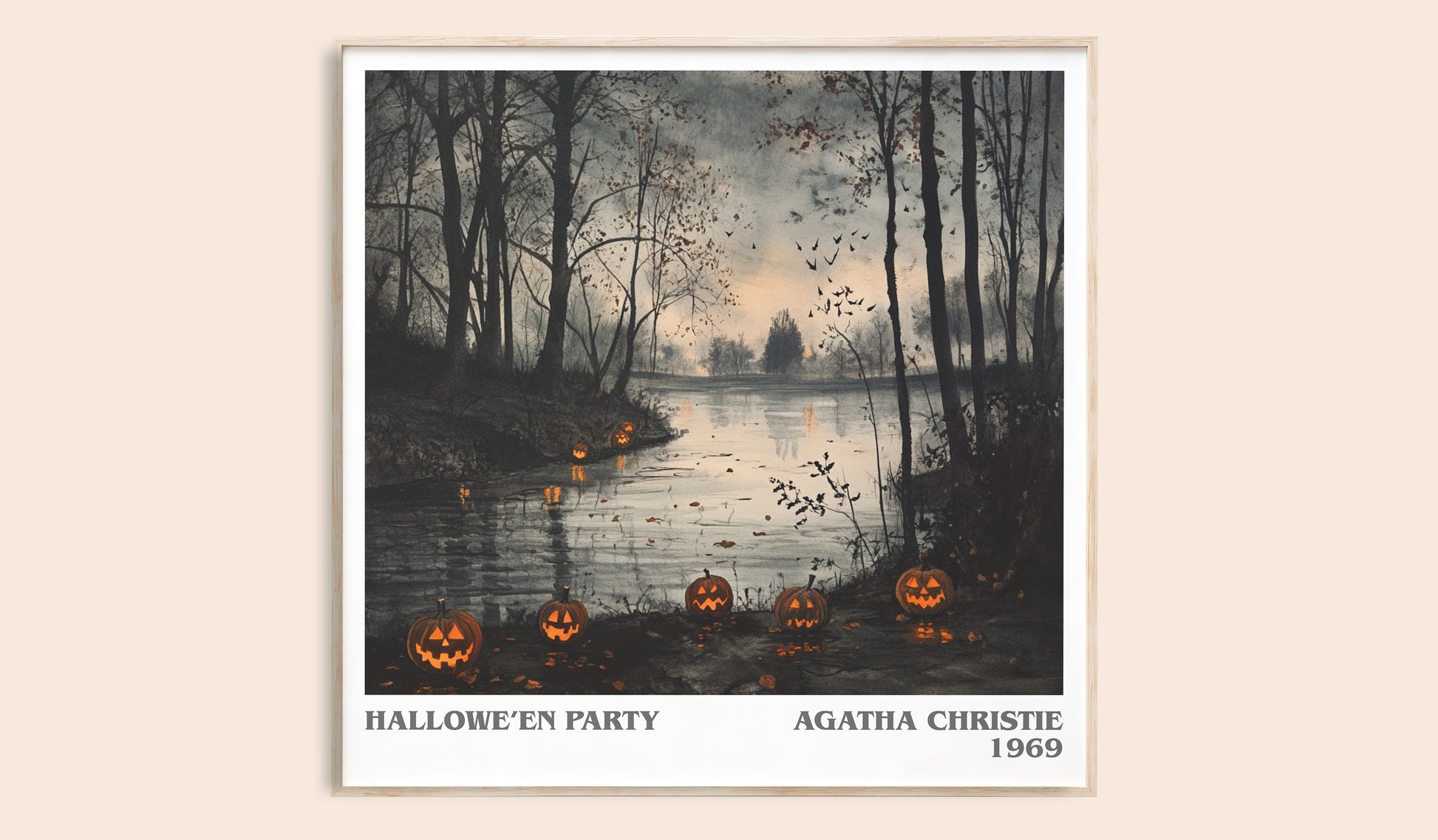 Hallowe'en Party literary book poster by Agatha Christie – framed literary art print