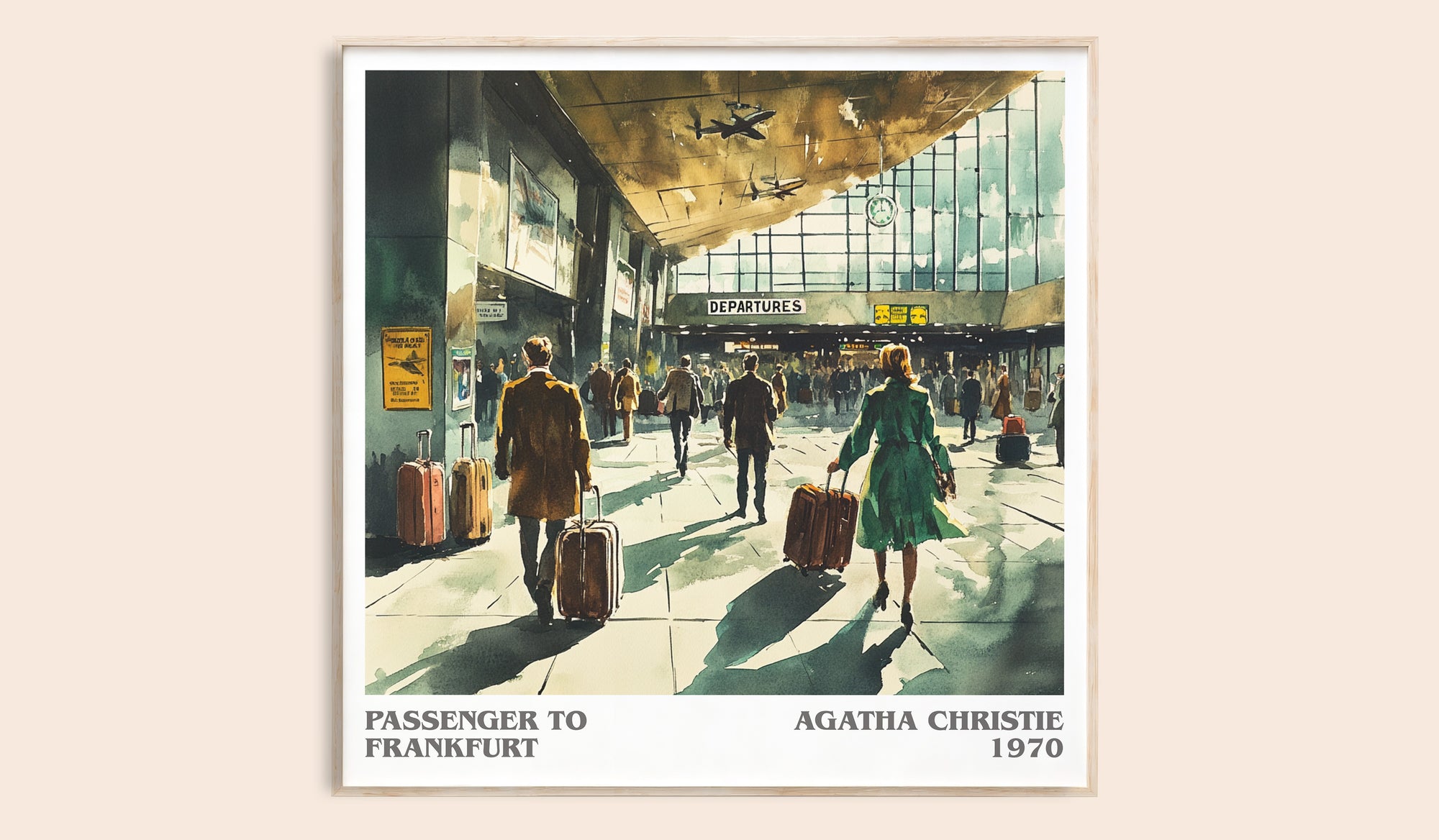 Passenger to Frankfurt literary book poster by Agatha Christie – framed literary art print