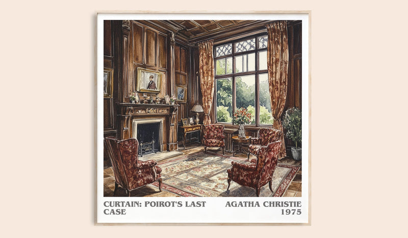 Curtain: Poirot's Last Case literary book poster by Agatha Christie – framed literary art print