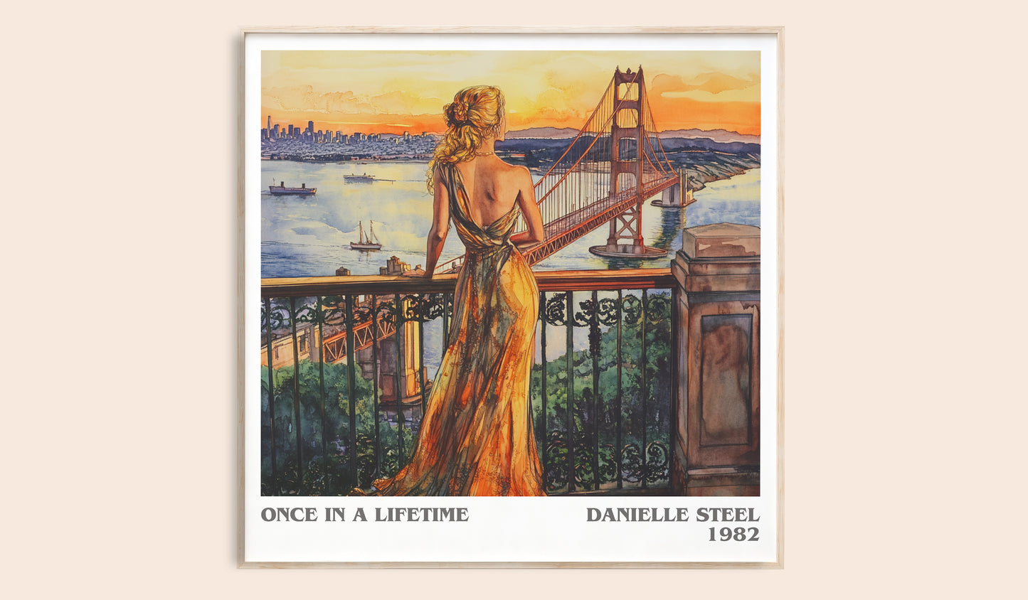 Once in a Lifetime literary book poster by Danielle Steel – framed literary art print