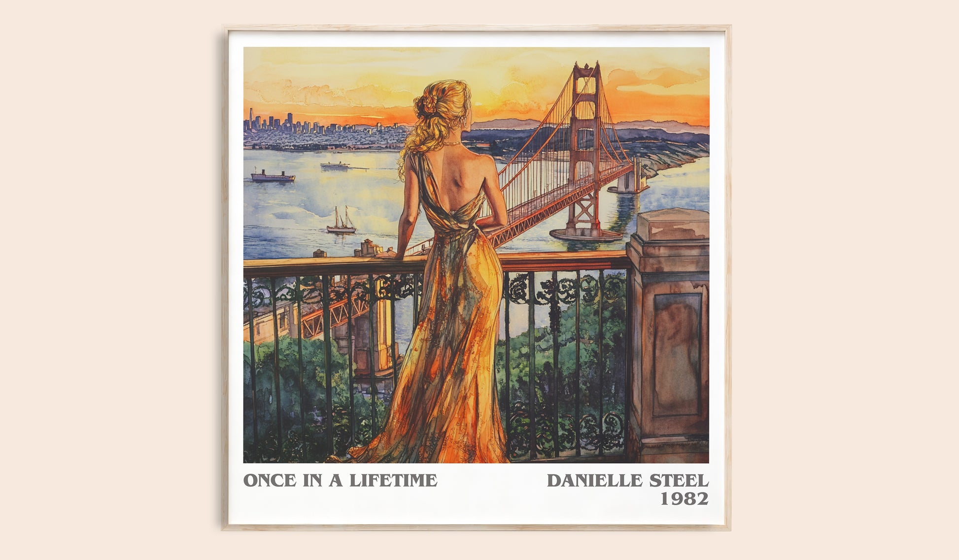 Once in a Lifetime literary book poster by Danielle Steel – framed literary art print
