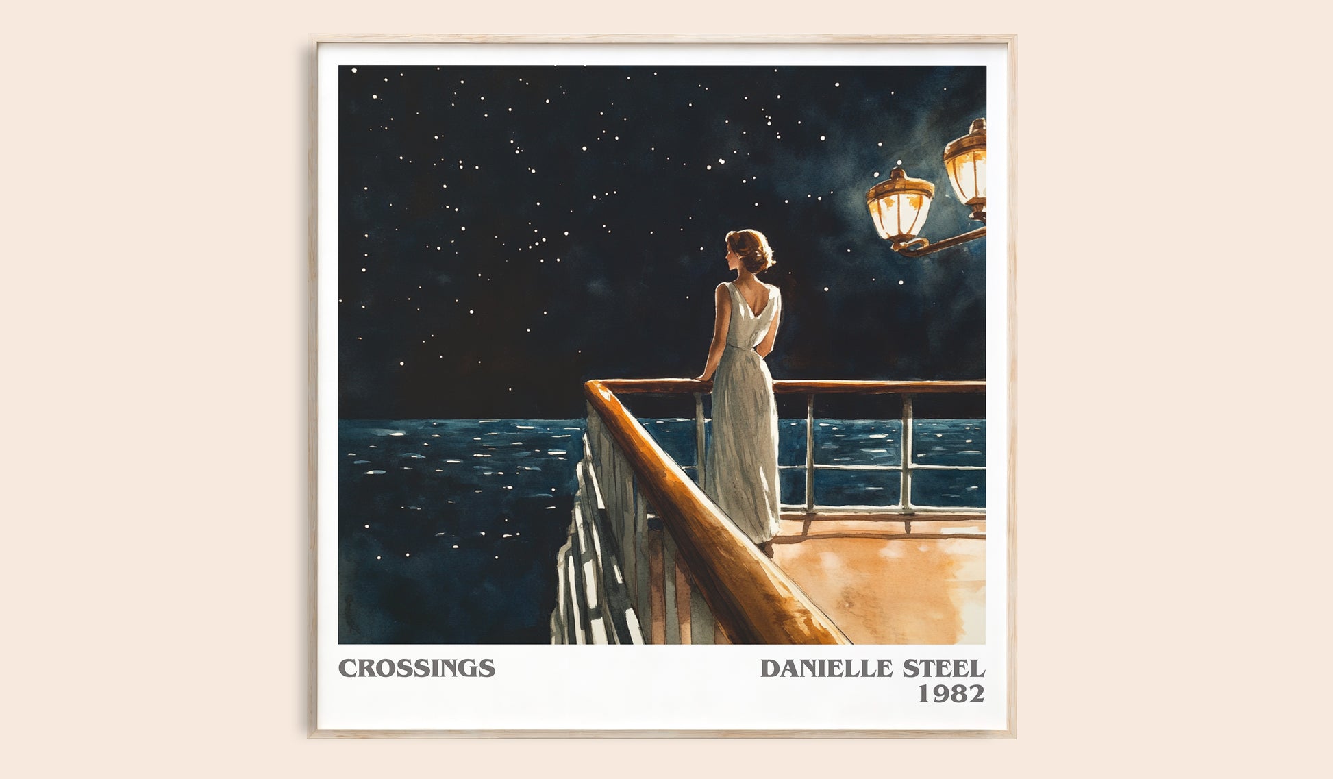 Crossings literary book poster by Danielle Steel – framed literary art print
