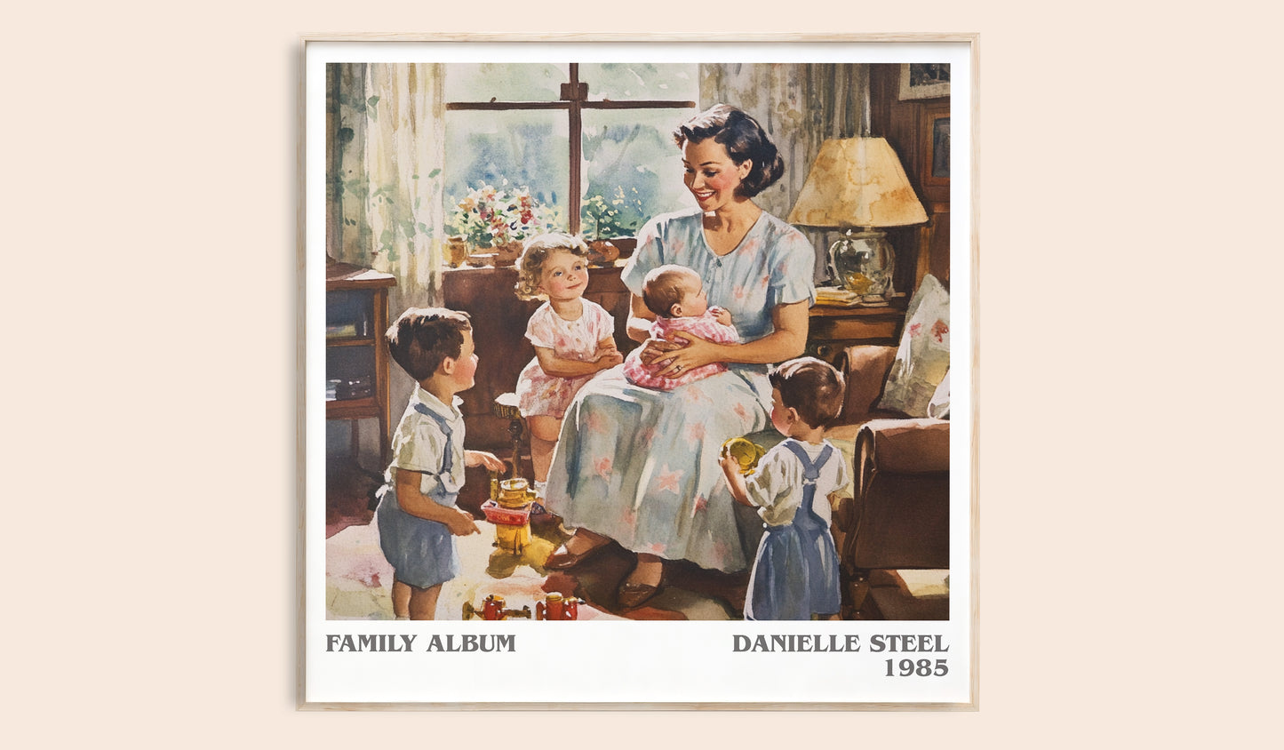 Family Album literary book poster by Danielle Steel – framed literary art print