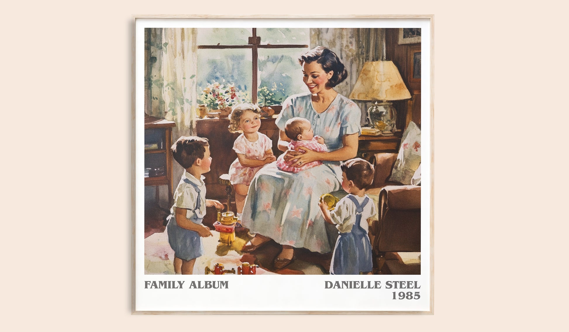 Family Album literary book poster by Danielle Steel – framed literary art print