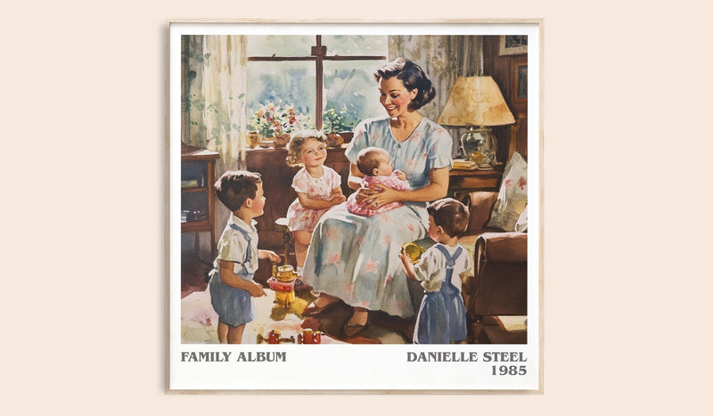 Family Album literary book poster by Danielle Steel – framed literary art print