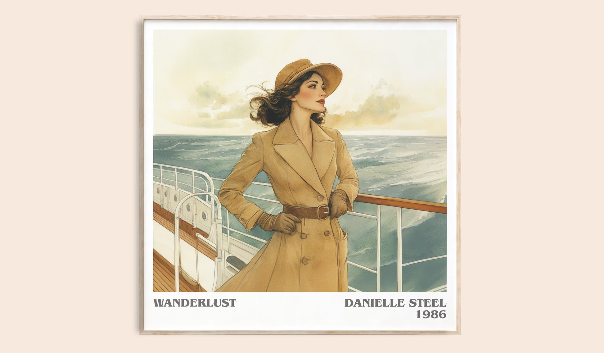 Wanderlust literary book poster by Danielle Steel – framed literary art print