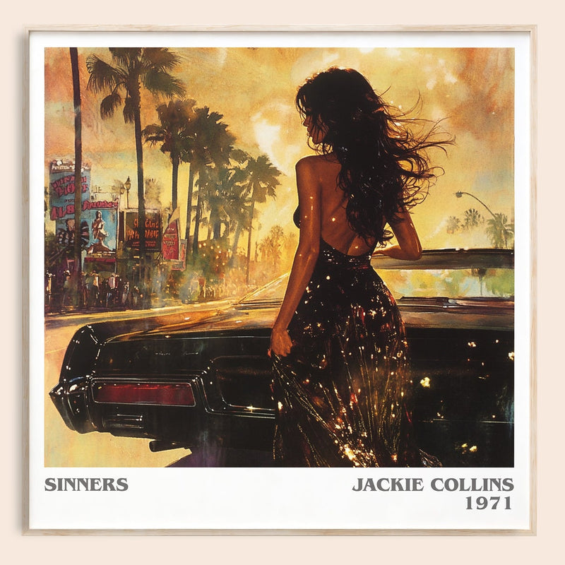 Sinners literary book poster by Jackie Collins – framed literary art print