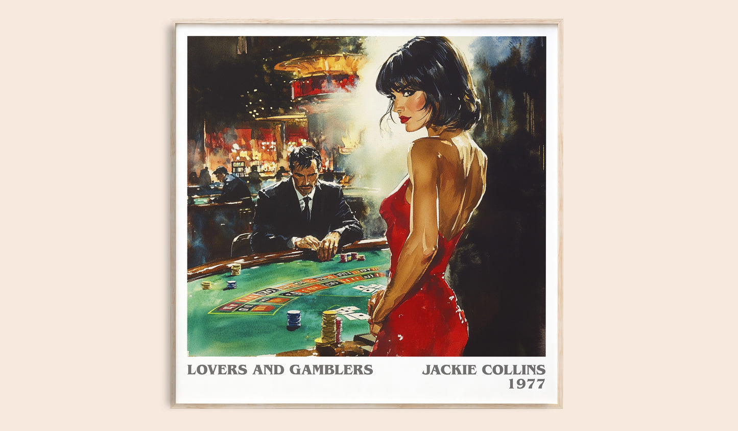 Lovers and Gamblers literary book poster by Jackie Collins – framed literary art print