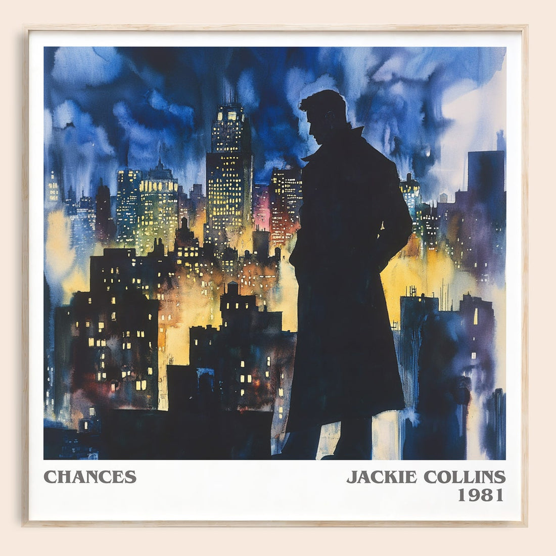 Chances literary book poster by Jackie Collins – framed literary art print
