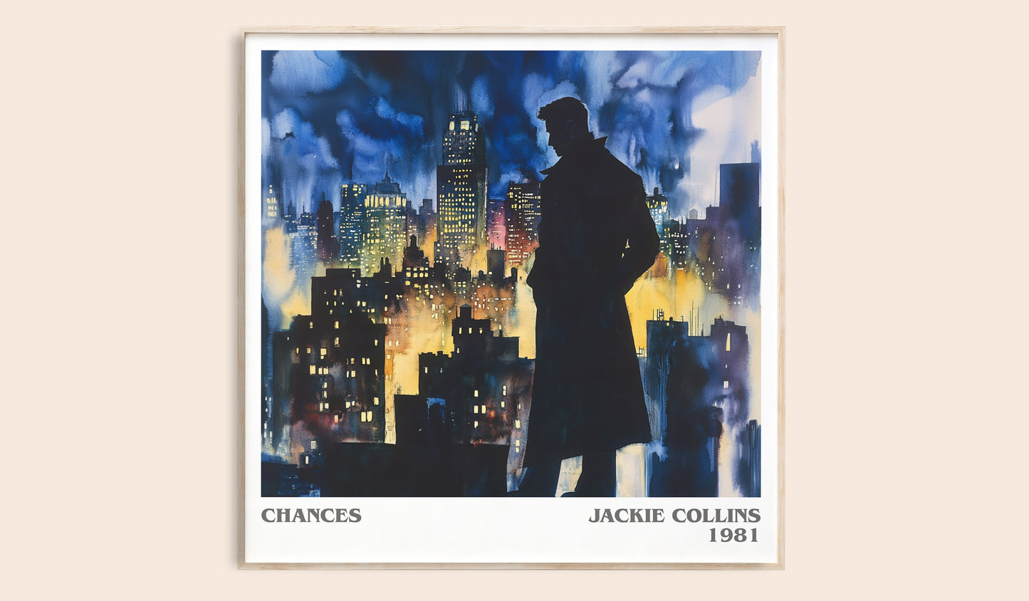 Chances literary book poster by Jackie Collins – framed literary art print
