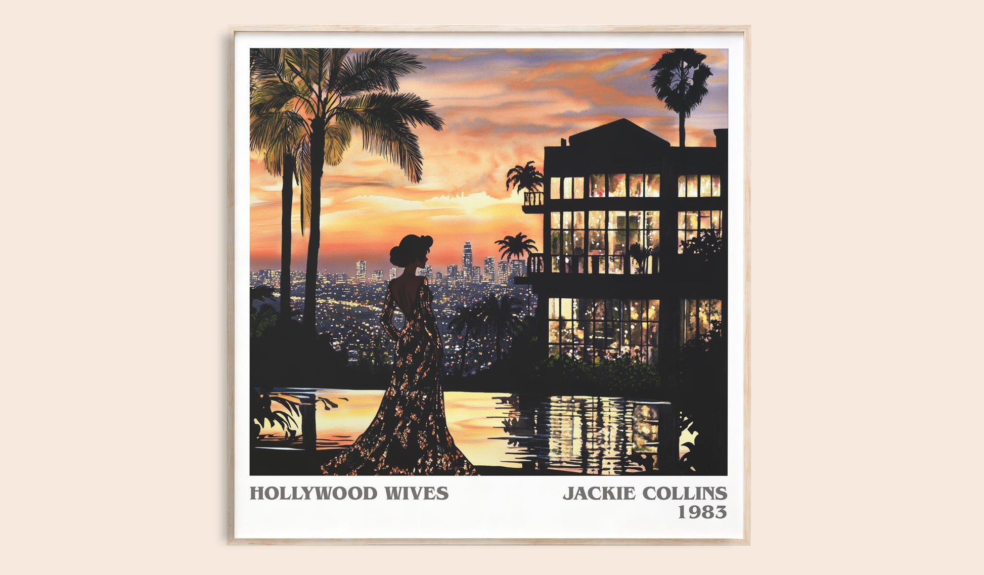 Hollywood Wives literary book poster by Jackie Collins – framed literary art print