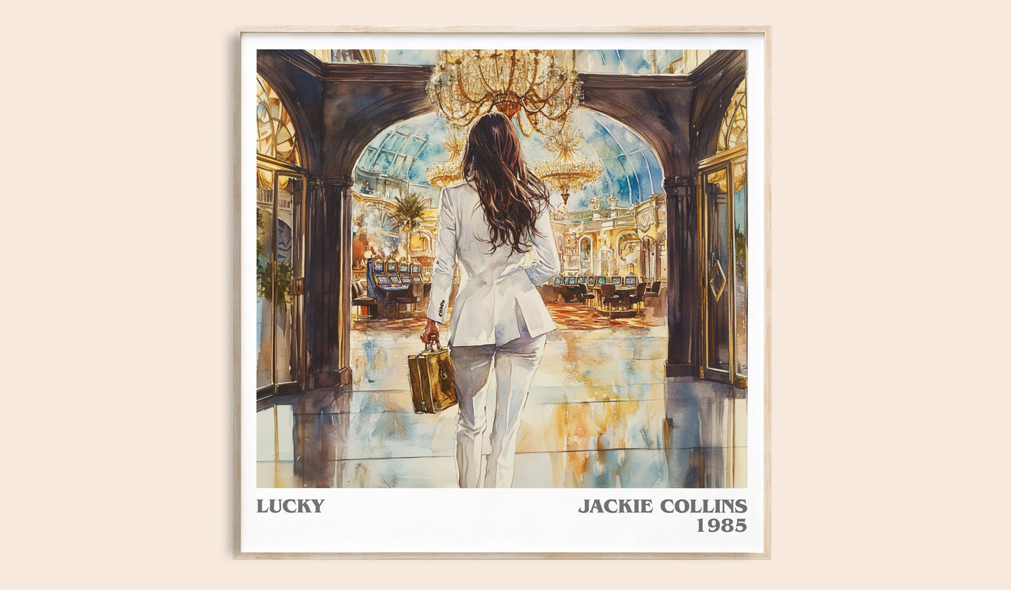 Lucky literary book poster by Jackie Collins – framed literary art print