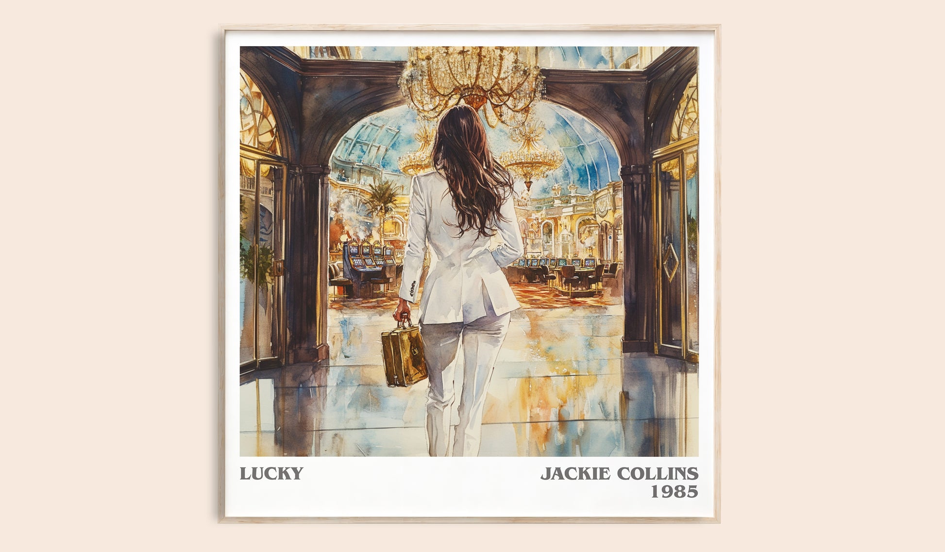 Lucky literary book poster by Jackie Collins – framed literary art print