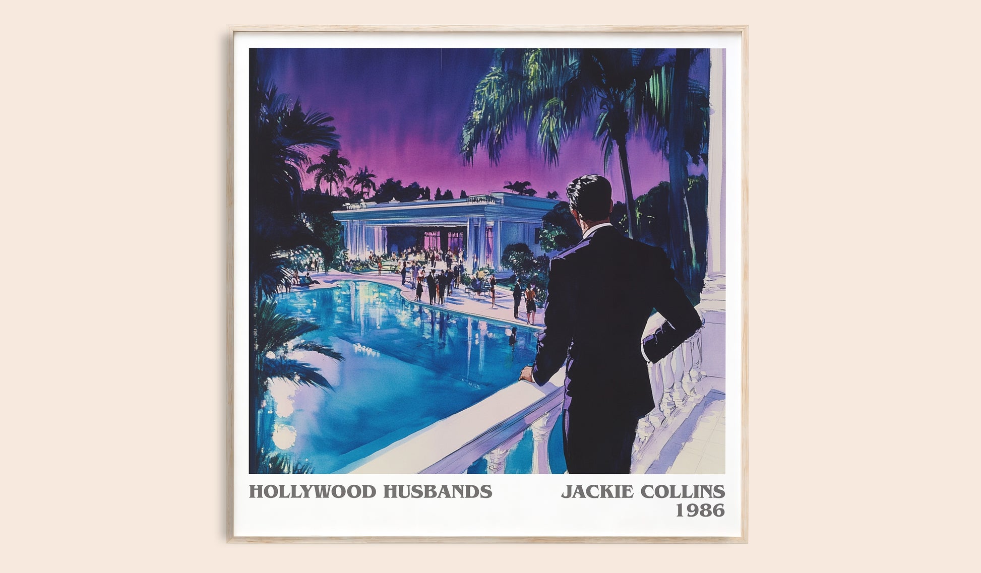 Hollywood Husbands literary book poster by Jackie Collins – framed literary art print
