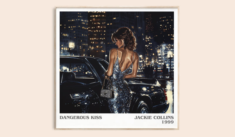 Dangerous Kiss literary book poster by Jackie Collins – framed literary art print