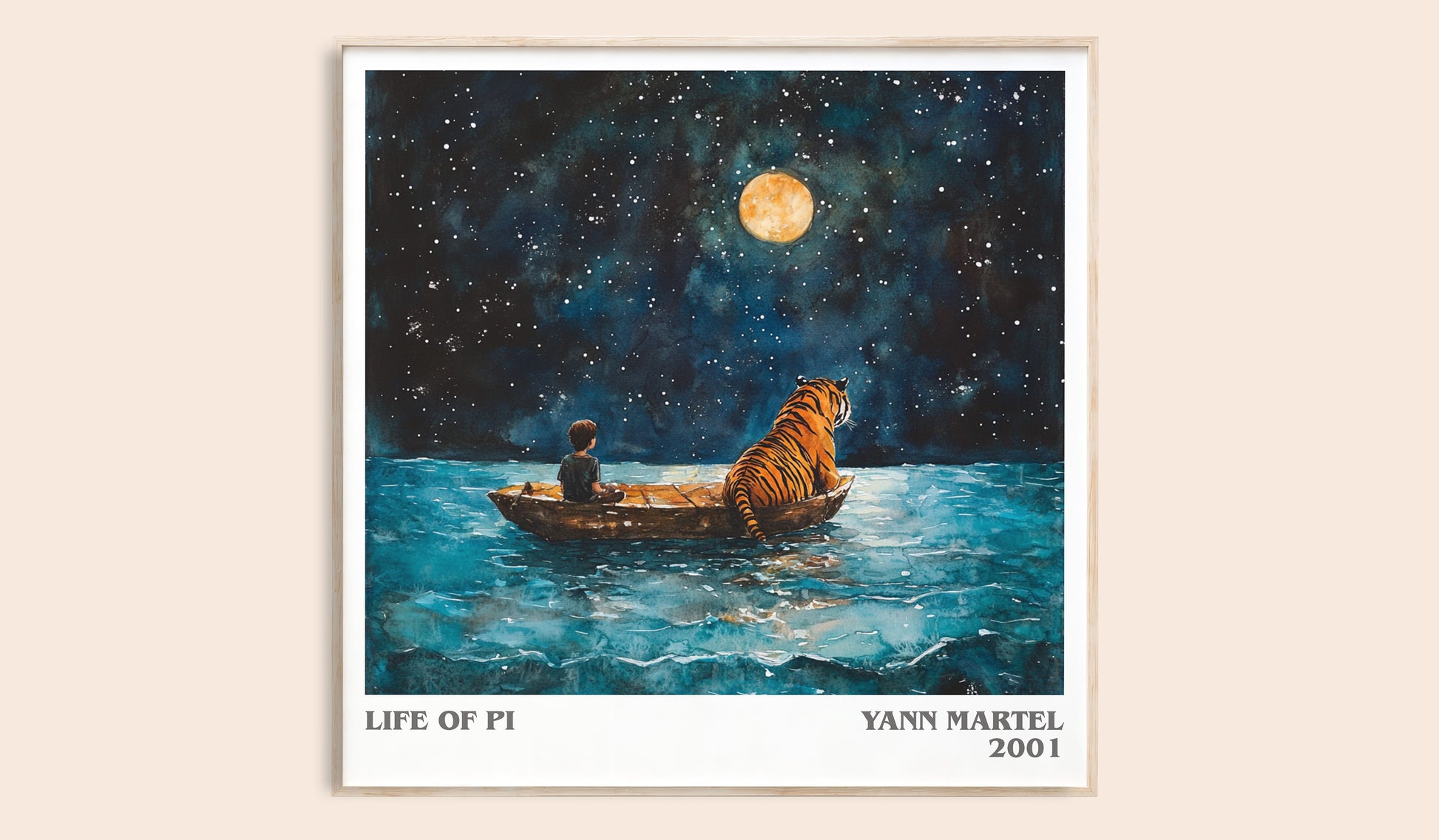 Life of Pi literary book poster by Yann Martel – framed literary art print