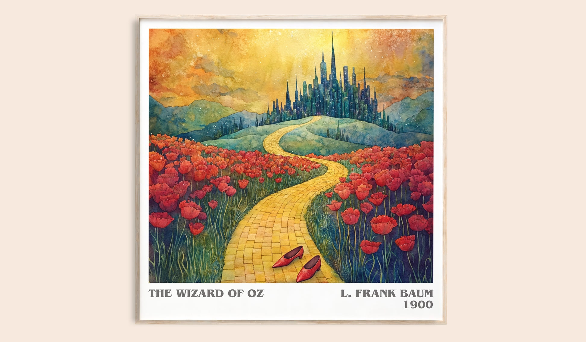 The Wizard Of Oz literary book poster by L. Frank Baum – framed literary art print