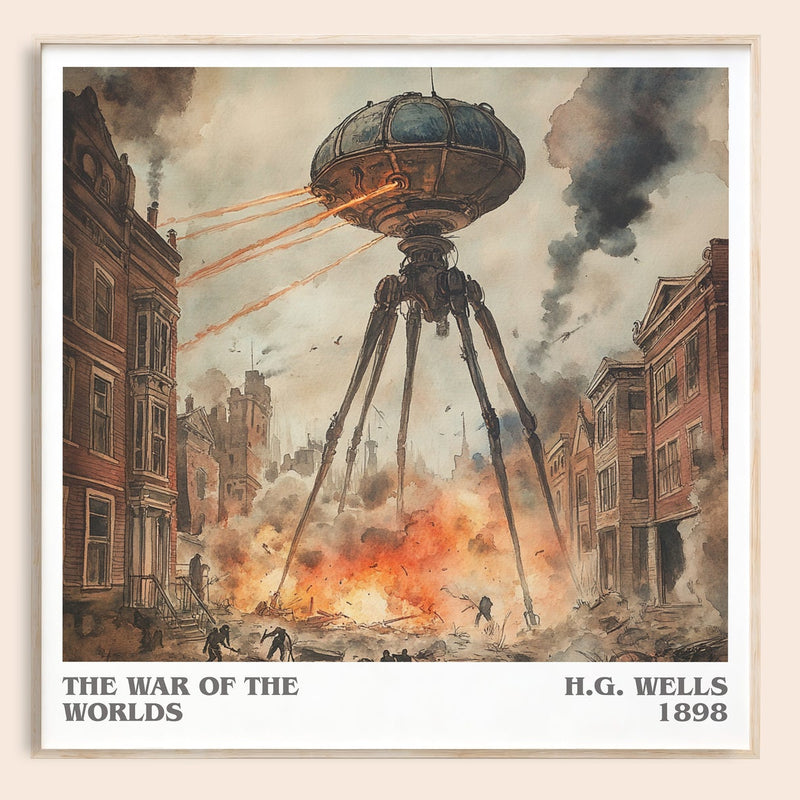 The War Of The Worlds literary book poster by H.G. Wells – framed literary art print