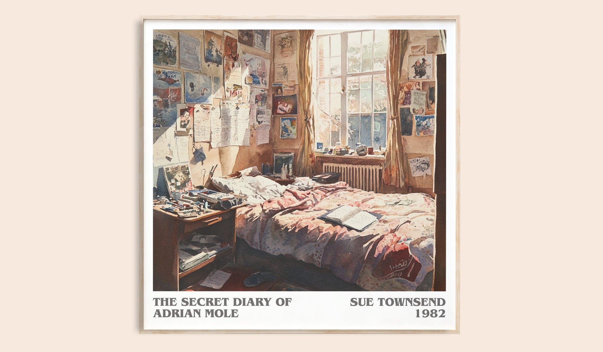 The Secret Diary Of Adrian Mole literary book poster by Sue Townsend – framed literary art print