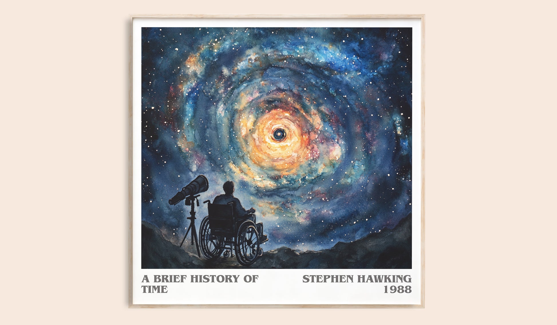 A Brief History of Time literary book poster by Stephen Hawking – framed literary art print