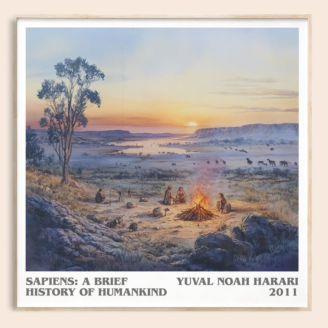 Sapiens: A Brief History of Humankind literary book poster by Yuval Noah Harari – framed literary art print