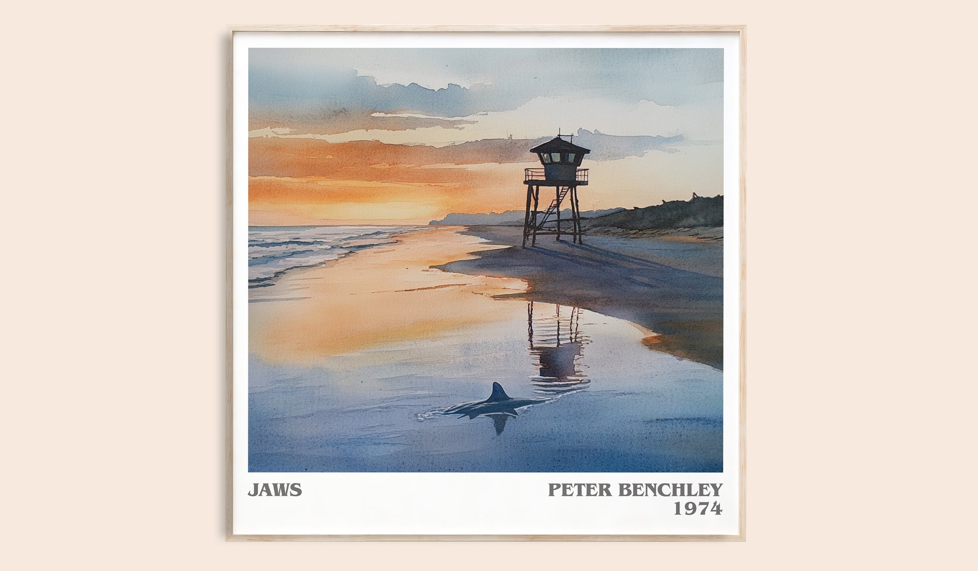 Jaws literary book poster by Peter Benchley – framed literary art print