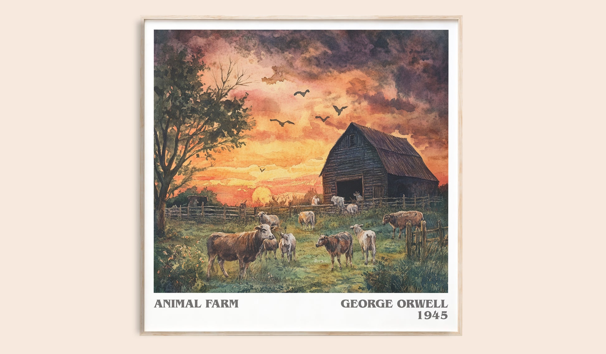 Animal Farm literary book poster by George Orwell – framed literary art print