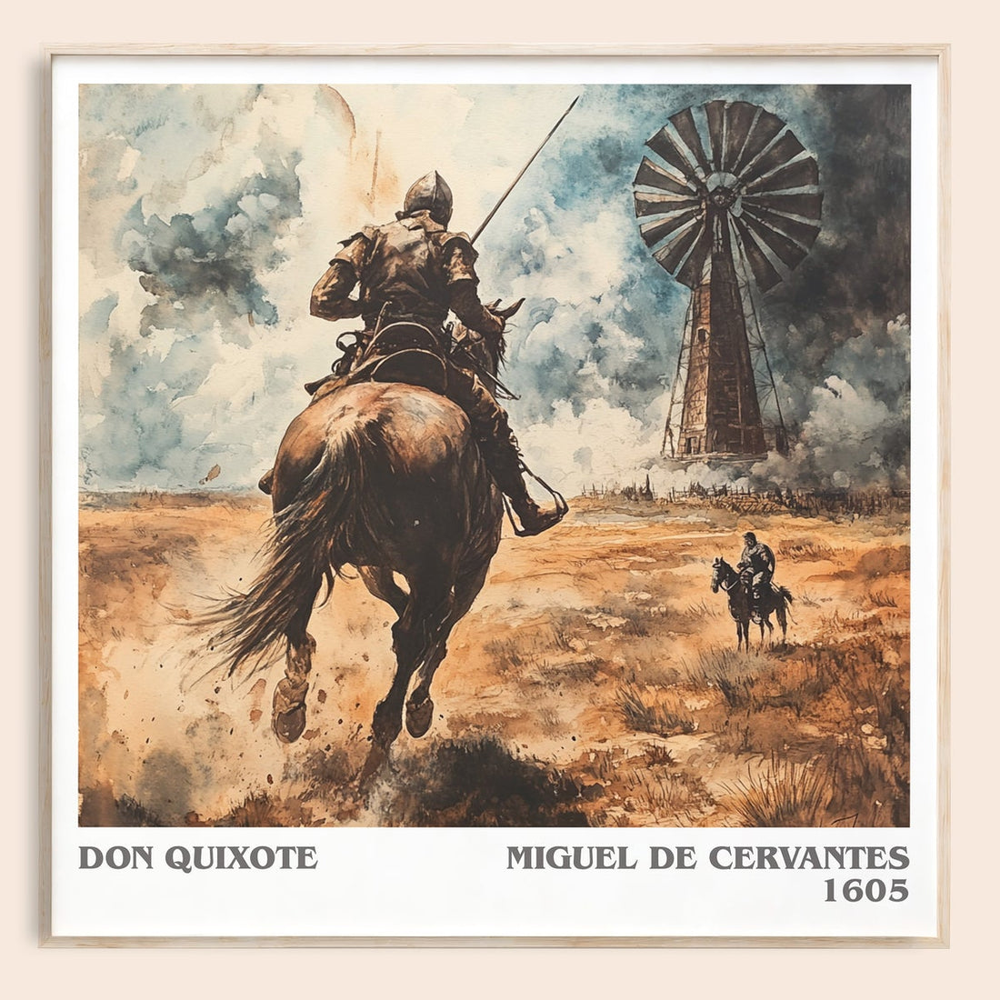 Don Quixote literary book poster by Miguel De Cervantes – framed literary art print