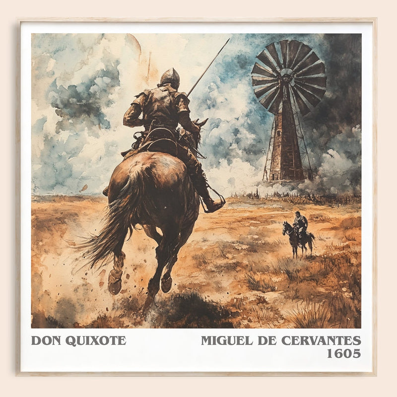 Don Quixote literary book poster by Miguel De Cervantes – framed literary art print