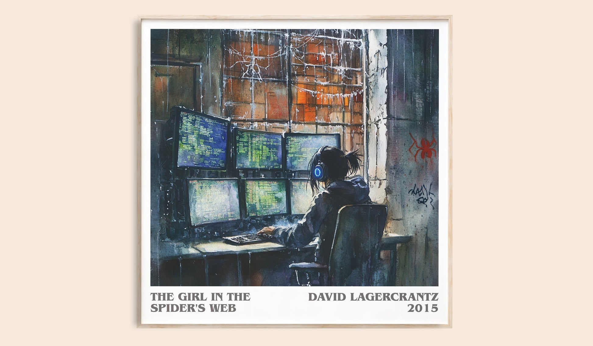 The Girl In The Spider's Web literary book poster by David Lagercrantz – framed literary art print