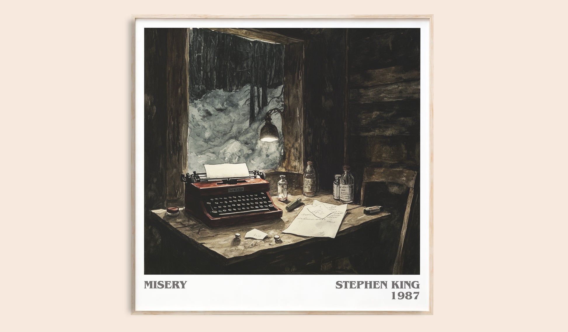 Misery literary book poster by Stephen King – framed literary art print