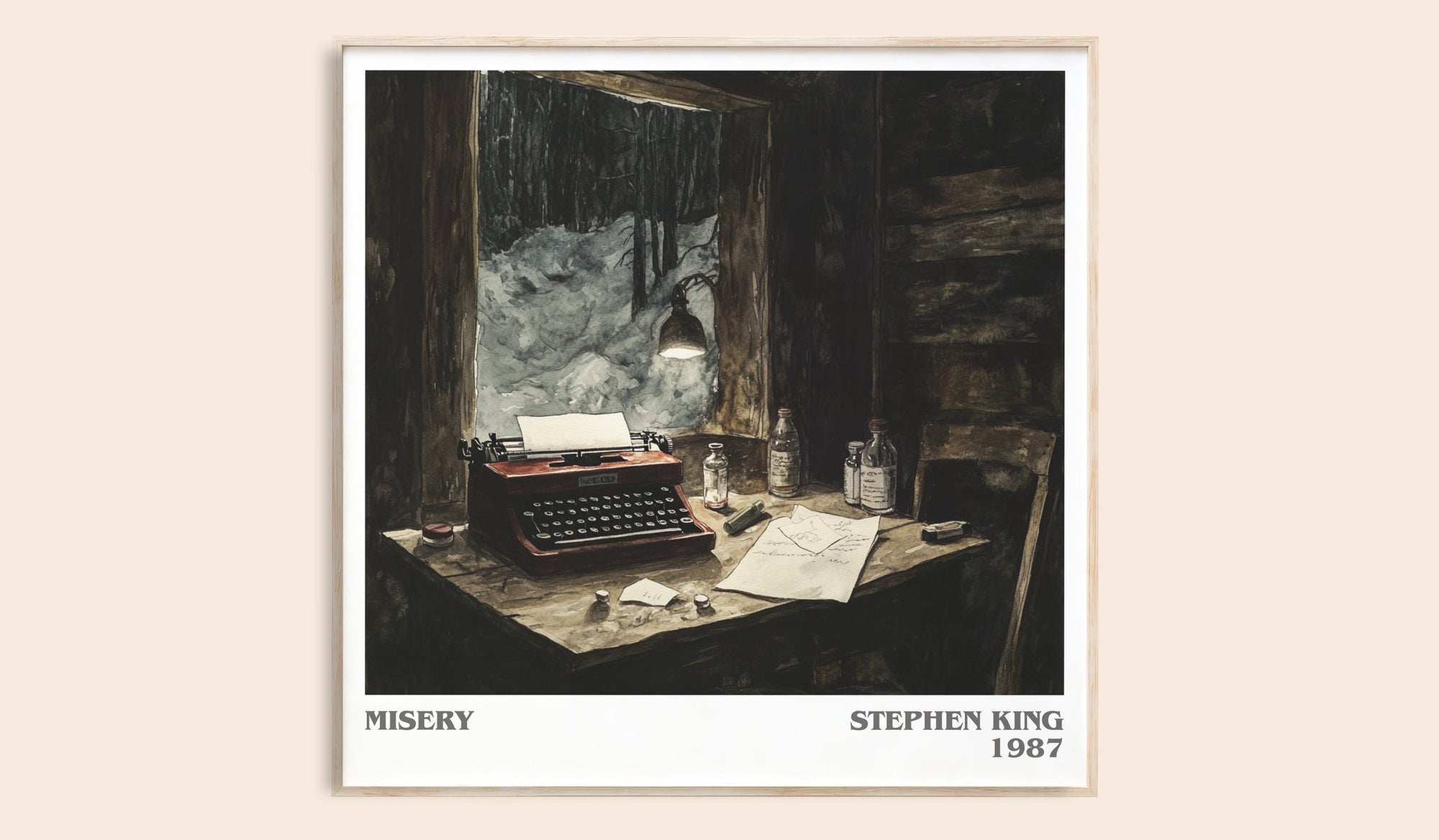 Misery literary book poster by Stephen King – framed literary art print