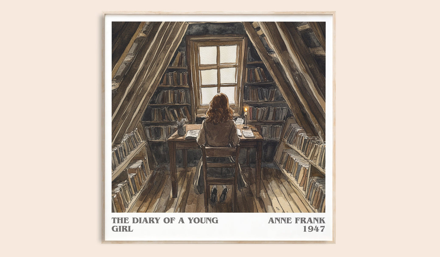The Diary Of A Young Girl literary book poster by Anne Frank – framed literary art print