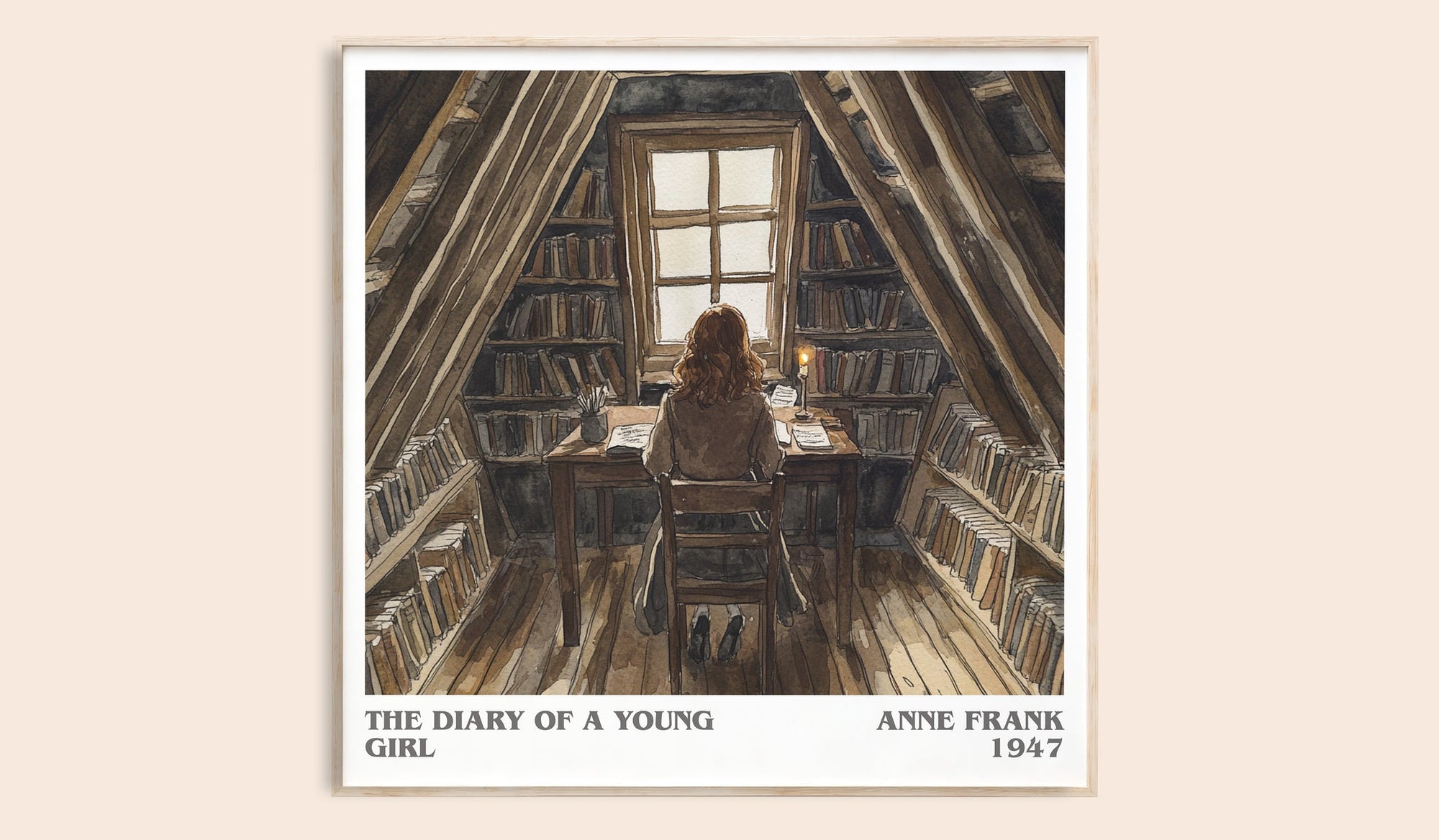 The Diary Of A Young Girl literary book poster by Anne Frank – framed literary art print