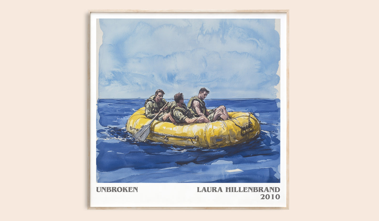 Unbroken literary book poster by Laura Hillenbrand – framed literary art print