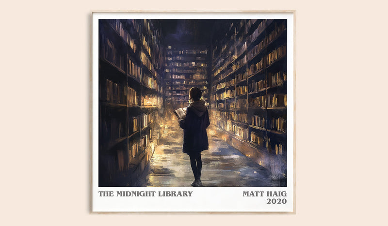 The Midnight Library literary book poster by Matt Haig – framed literary art print