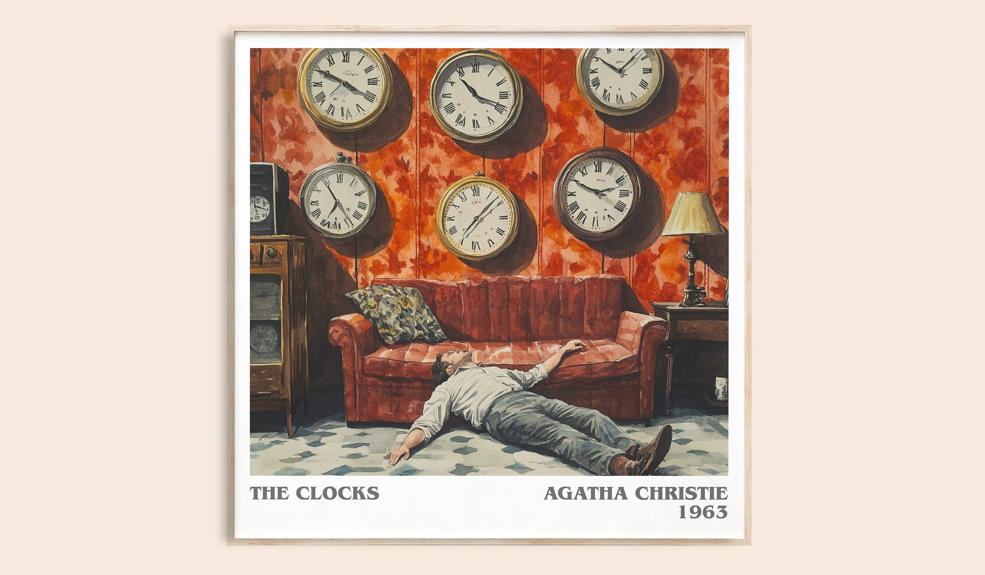 The Clocks literary book poster by Agatha Christie – framed literary art print