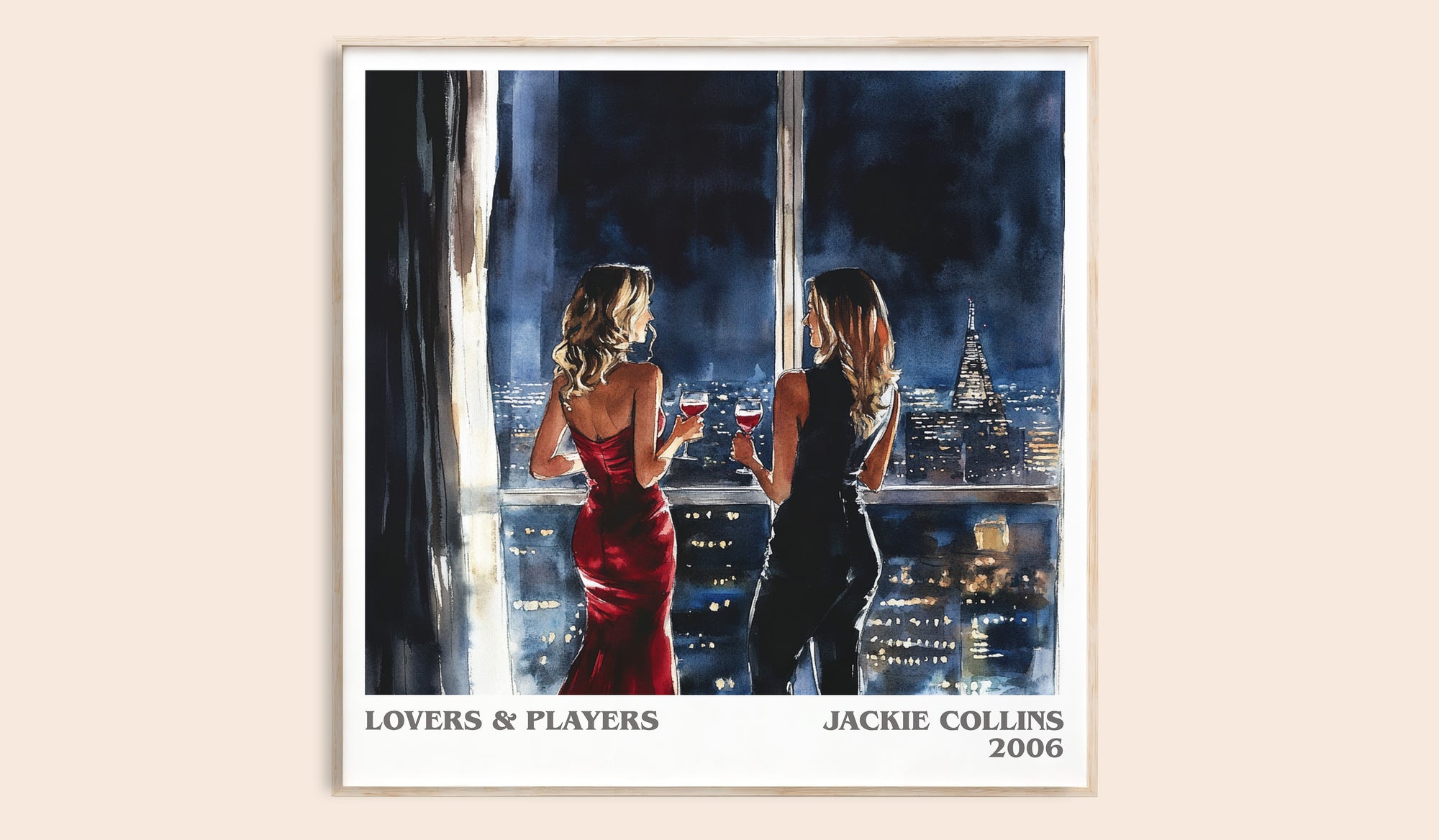 Lovers and Players literary book poster by Jackie Collins – framed literary art print