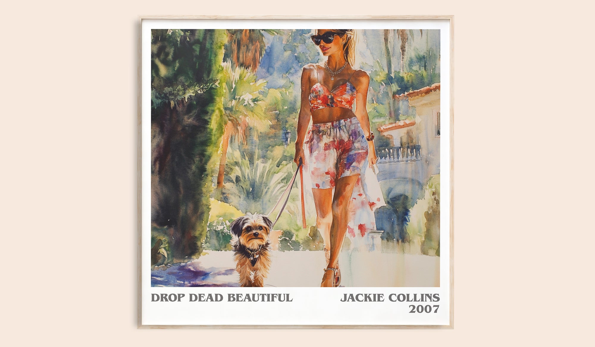 Drop Dead Beautiful literary book poster by Jackie Collins – framed literary art print