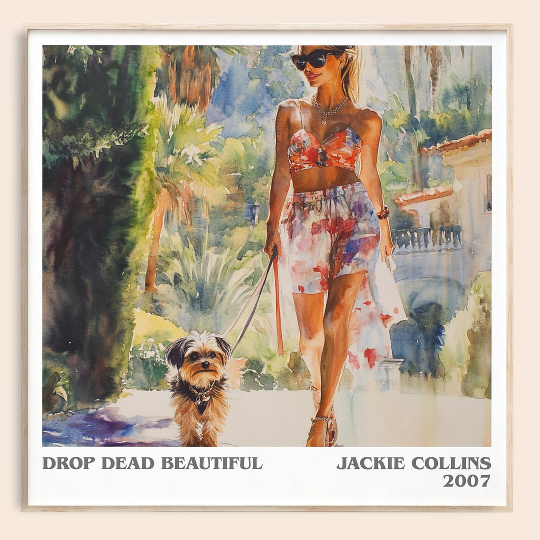 Drop Dead Beautiful literary book poster by Jackie Collins – framed literary art print
