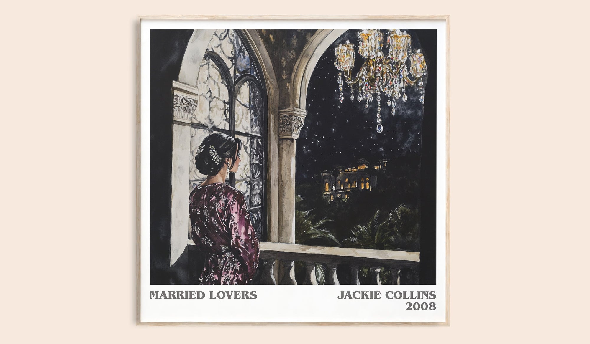 Married Lovers literary book poster by Jackie Collins – framed literary art print