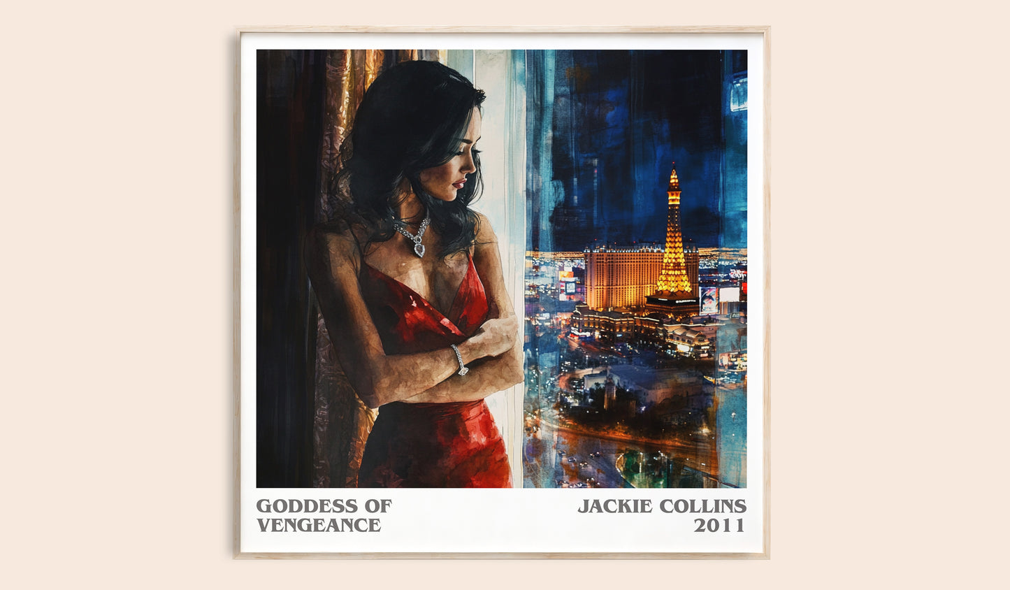 Goddess of Vengeance literary book poster by Jackie Collins – framed literary art print