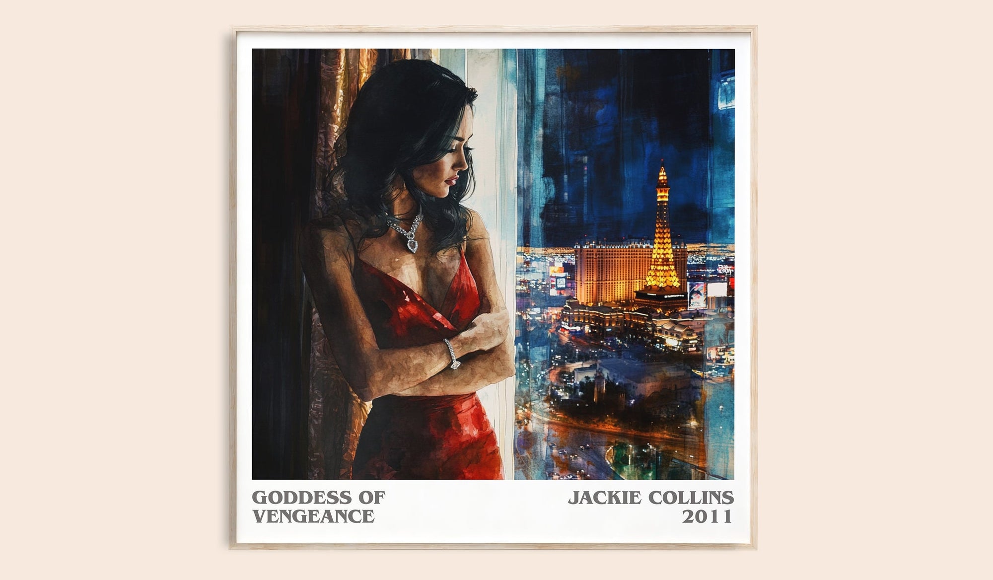 Goddess of Vengeance literary book poster by Jackie Collins – framed literary art print