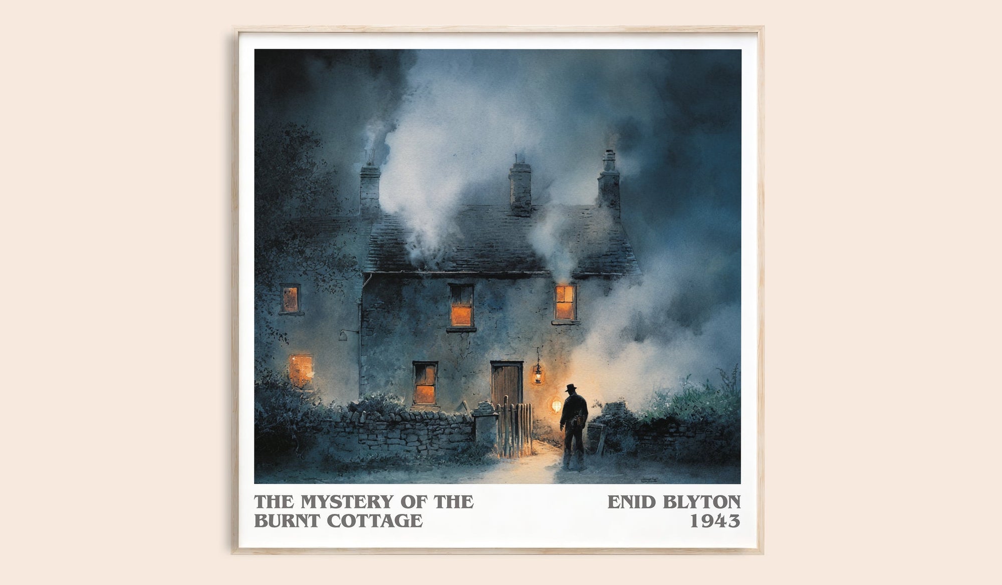 The Mystery of the Burnt Cottage literary book poster by Enid Blyton – framed literary art print