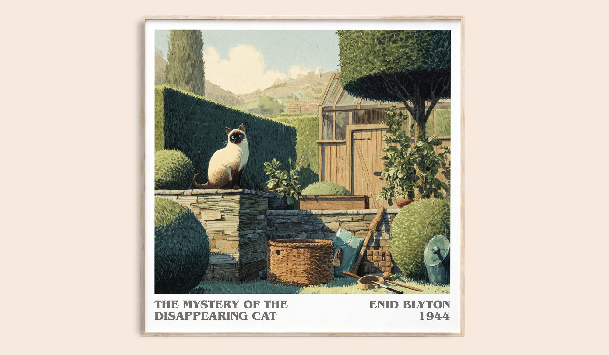 The Mystery of the Disappearing Cat literary book poster by Enid Blyton – framed literary art print